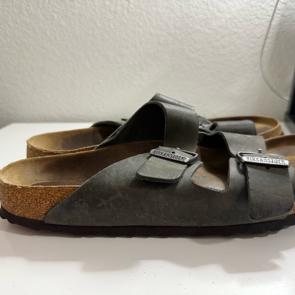 Birkenstock  Arizona mens Dark Gray Slide Sandals - Picture 3 of 6